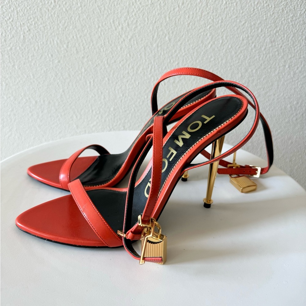 Tom Ford Lock Stiletto Heels in Mango